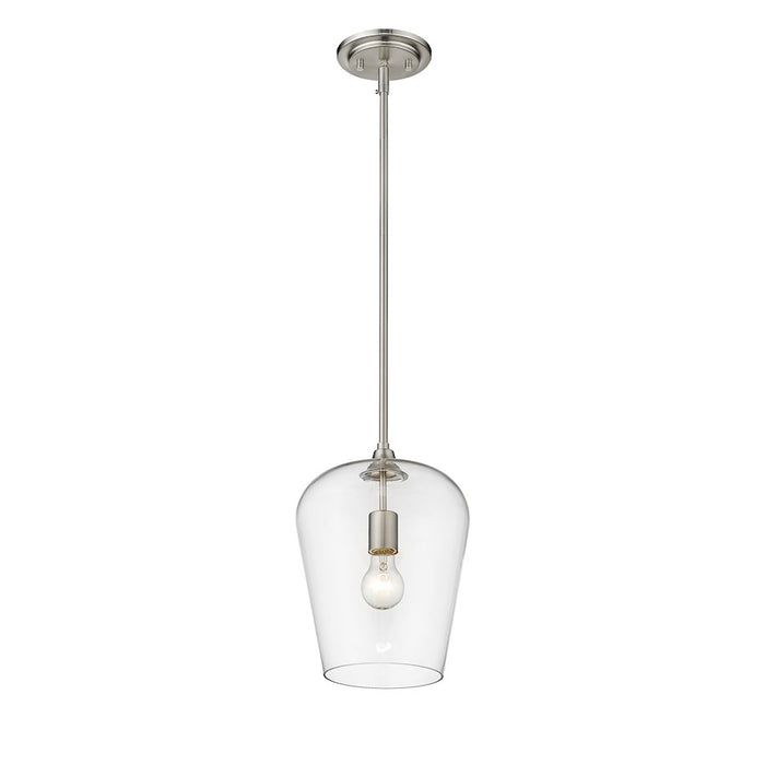 Z-Lite Joliet 1 Light 12.25" Pendant, Brushed Nickel/Clear