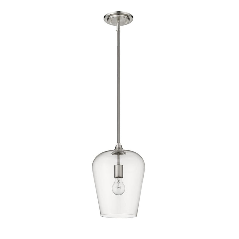 Z-Lite Joliet 1 Light 12.25" Pendant, Brushed Nickel/Clear