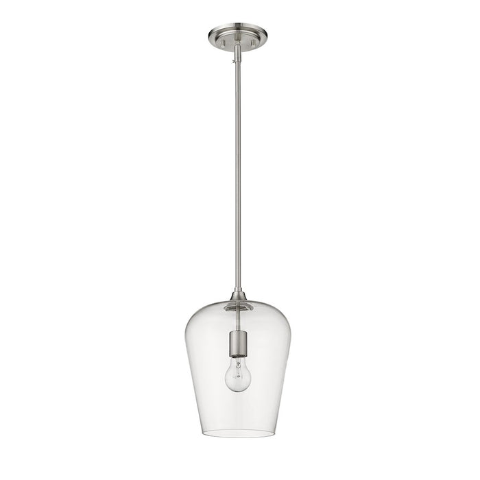 Z-Lite Joliet 1 Light 12.25" Pendant, Brushed Nickel/Clear