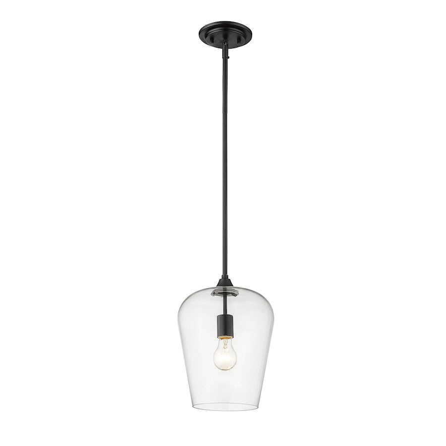 Z-Lite Joliet 1 Light 12.25" Pendant, Matte Black, Clear - 473P9-MB