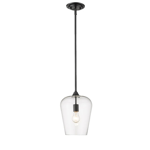 Z-Lite Joliet 1 Light 12.25" Pendant, Matte Black/Clear