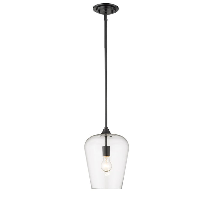 Z-Lite Joliet 1 Light 12.25" Pendant, Matte Black/Clear