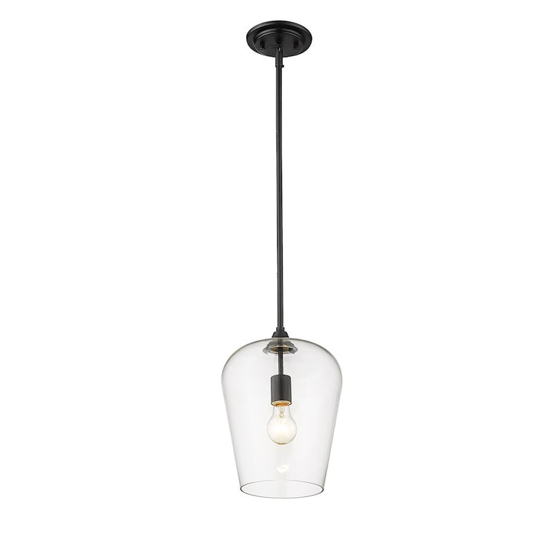 Z-Lite Joliet 1 Light 12.25" Pendant, Matte Black/Clear