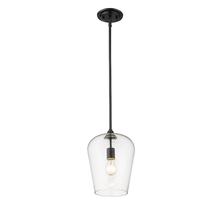 Z-Lite Joliet 1 Light 12.25" Pendant, Matte Black/Clear