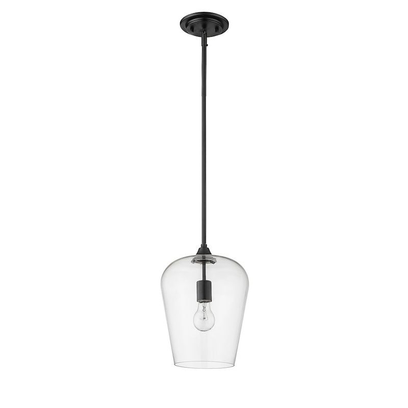 Z-Lite Joliet 1 Light 12.25" Pendant, Matte Black/Clear