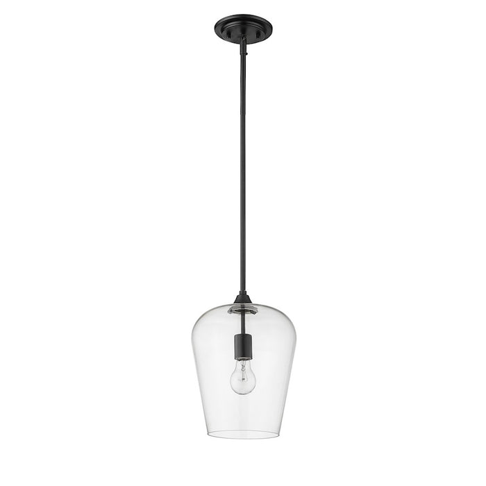 Z-Lite Joliet 1 Light 12.25" Pendant, Matte Black/Clear