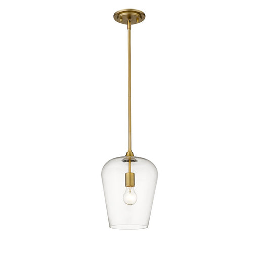 Z-Lite Joliet 1 Light 12.25" Pendant, Olde Brass, Clear - 473P9-OBR