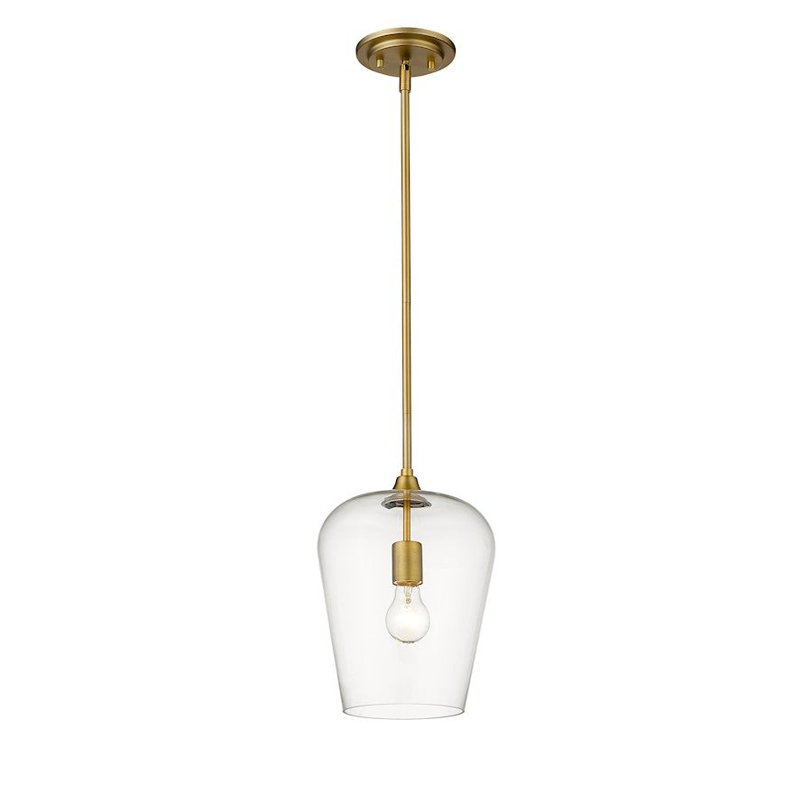 Z-Lite Joliet 1 Light 12.25" Pendant, Olde Brass, Clear - 473P9-OBR
