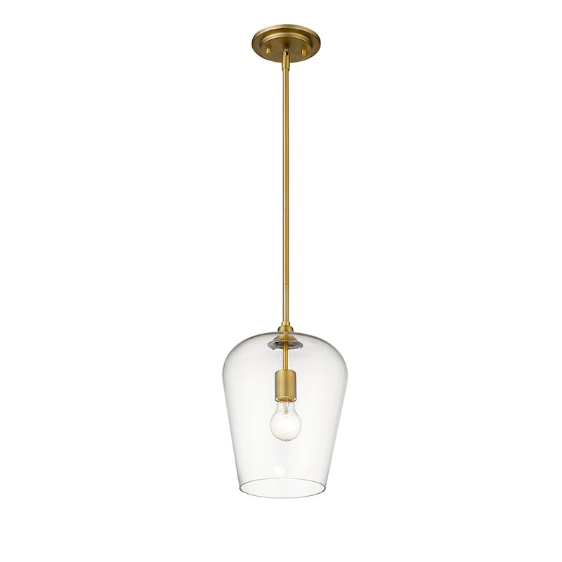 Z-Lite Joliet 1 Light 12.25" Pendant, Olde Brass/Clear