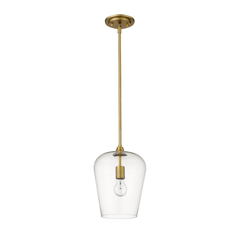 Z-Lite Joliet 1 Light 12.25" Pendant, Olde Brass/Clear