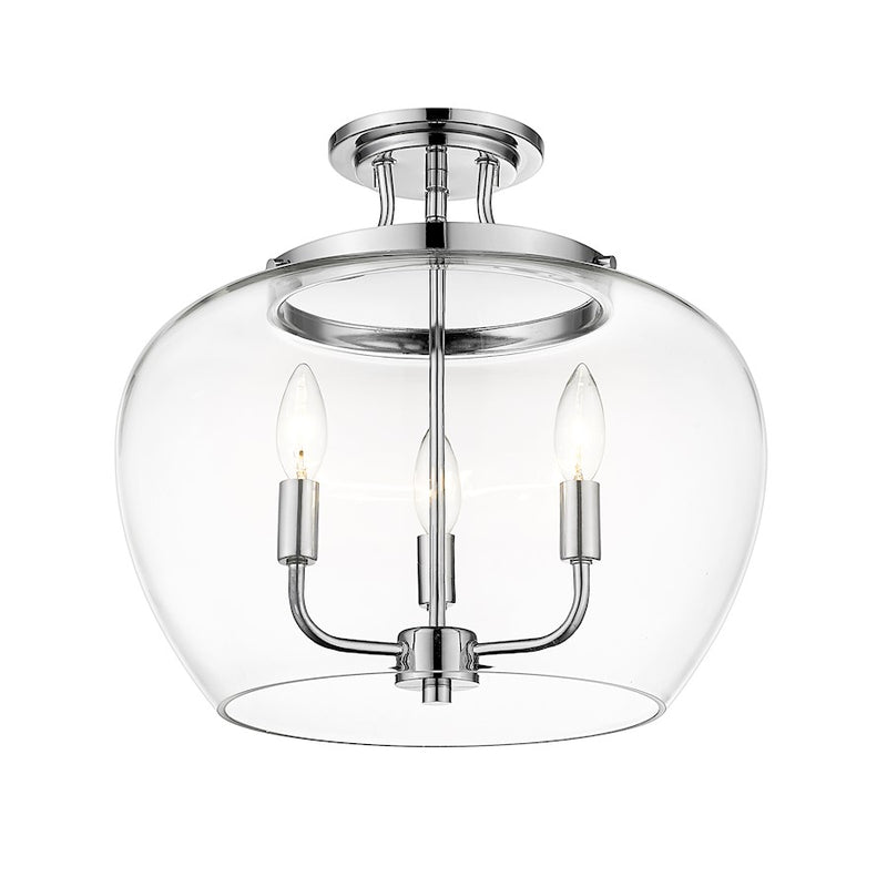 Z-Lite Joliet 3 Light Semi Flush Mount in Chrome/Clear