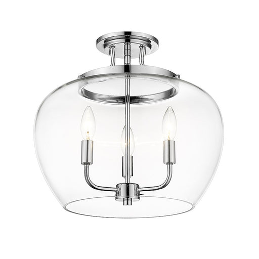 Z-Lite Joliet 3 Light Semi Flush Mount in Chrome/Clear