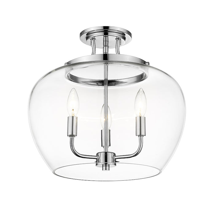 Z-Lite Joliet 3 Light Semi Flush Mount in Chrome/Clear