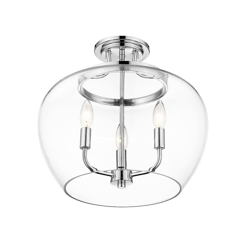 Z-Lite Joliet 3 Light Semi Flush Mount in Chrome/Clear