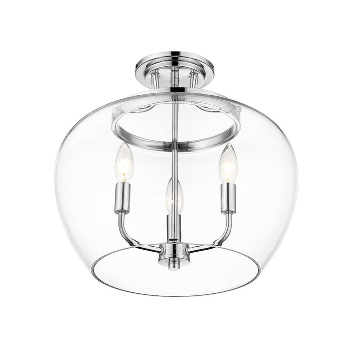 Z-Lite Joliet 3 Light Semi Flush Mount in Chrome/Clear