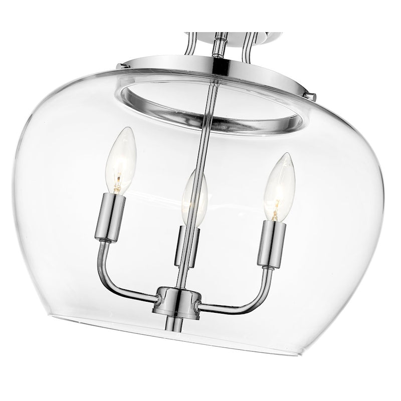 Z-Lite Joliet 3 Light Semi Flush Mount in Chrome/Clear