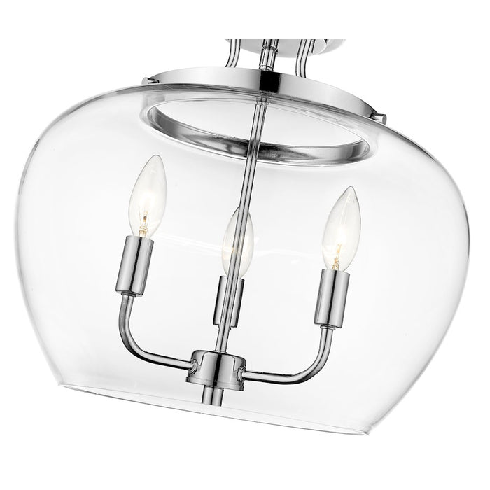 Z-Lite Joliet 3 Light Semi Flush Mount in Chrome/Clear