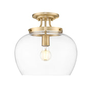 Z-Lite Joliet 1 Light Semi Flush Mount, Burnished Brass/Clear - 473SF13-BBR