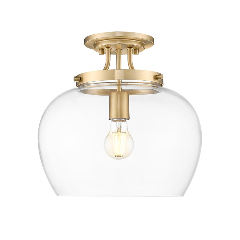 Z-Lite Joliet 1 Light Semi Flush Mount, Burnished Brass/Clear - 473SF13-BBR