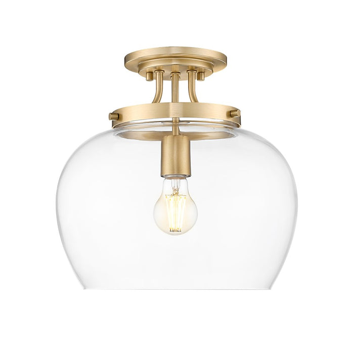 Z-Lite Joliet 1 Light Semi Flush Mount, Burnished Brass/Clear - 473SF13-BBR