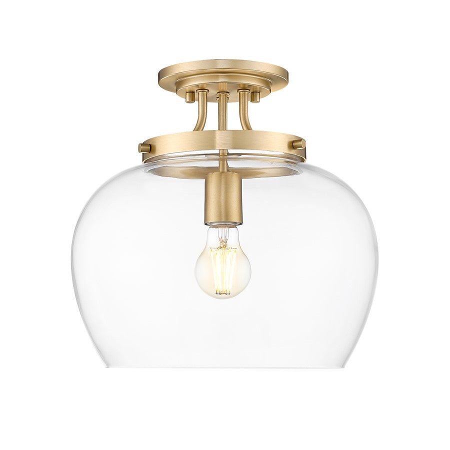 Z-Lite Joliet 1 Light Semi Flush Mount, Burnished Brass/Clear - 473SF13-BBR