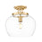 Z-Lite Joliet 1 Light Semi Flush Mount, Burnished Brass/Clear