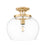 Z-Lite Joliet 1 Light Semi Flush Mount, Burnished Brass/Clear