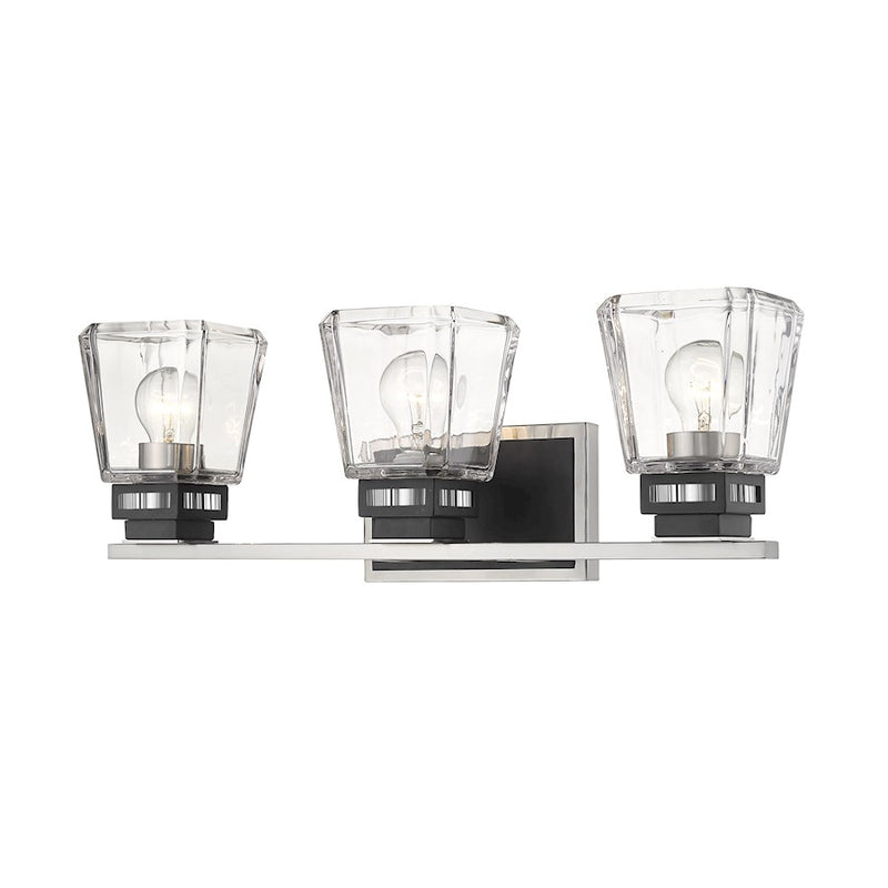 Z-Lite Jackson 3 Light Vanity, Brushed Nickel/Matte Black - 474-3V-BN-MB