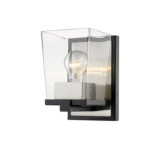 Z-Lite Bleeker Street 1- Light Wall Sconce, Black/Brushed Nickel - 475-1S-MB-BN