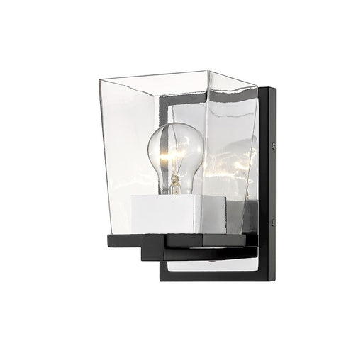 Z-Lite Bleeker Street 1 Light Wall Sconce, Matte Black/Chrome - 475-1S-MB-CH