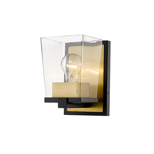 Z-Lite Bleeker Street 1- Light Wall Sconce, Matte Black/Olde Brass - 475-1S-MB-OBR