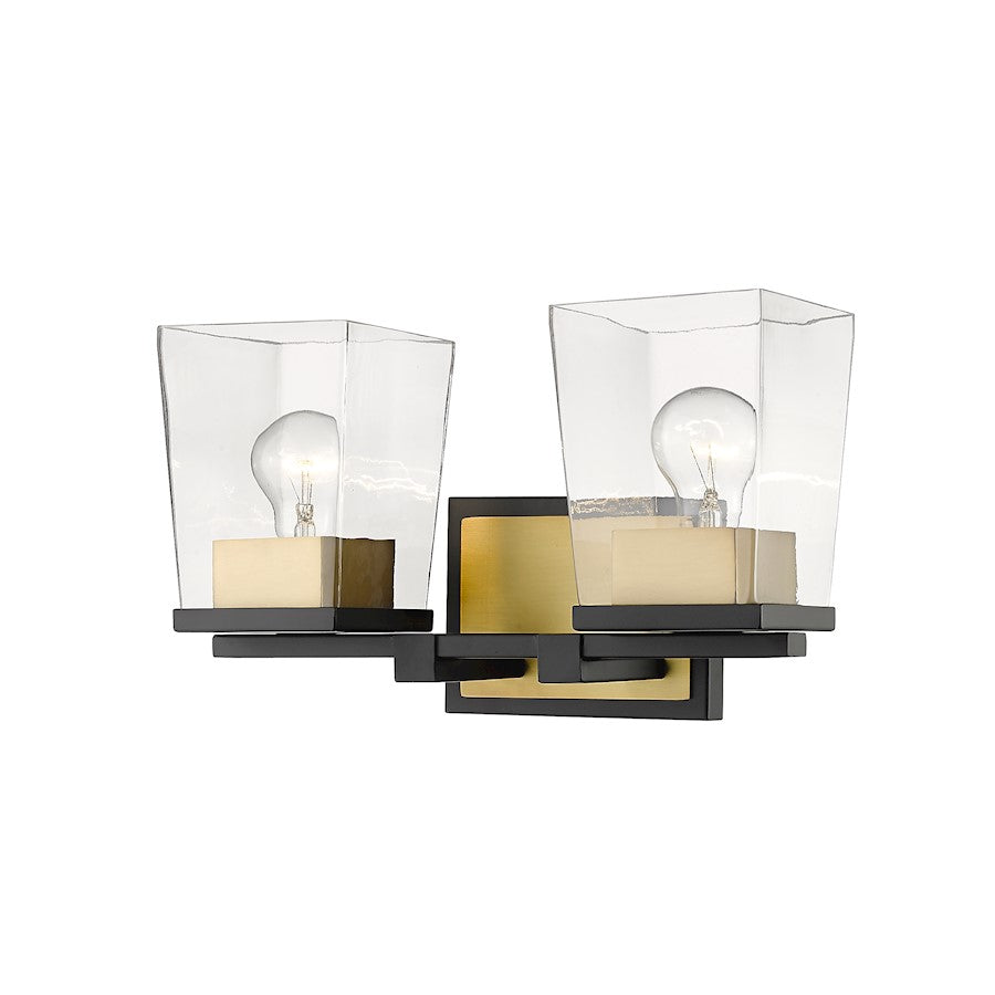 Z-Lite Bleeker Street 2 Light Vanity, Matte Black/Olde Brass - 475-2V-MB-OBR