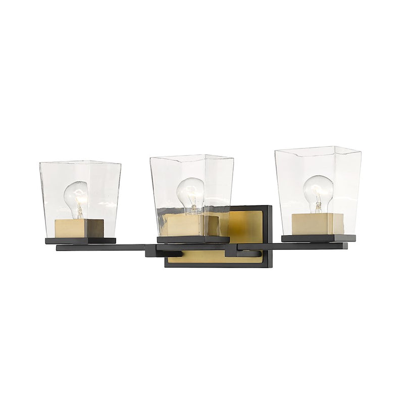 Z-Lite Bleeker Street 3 Light Vanity, Matte Black/Olde Brass - 475-3V-MB-OBR
