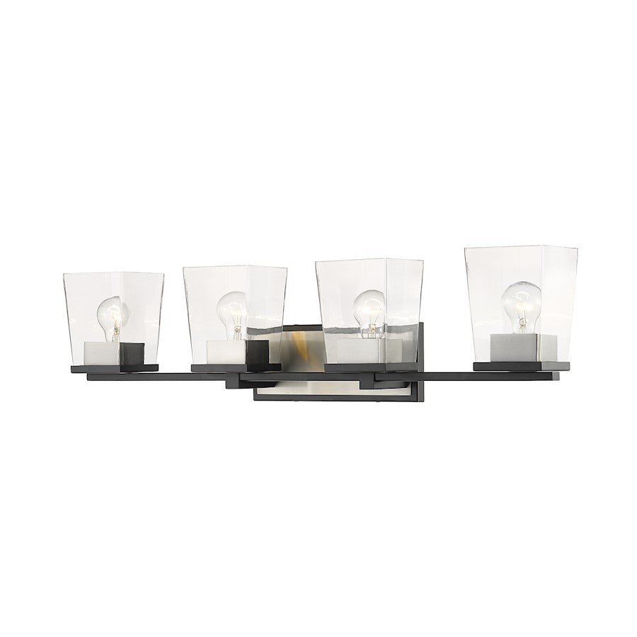 Z-Lite Bleeker Street 4 Light Vanity, Matte Black/Brushed Nickel - 475-4V-MB-BN