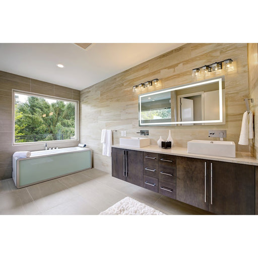 Z-Lite Bleeker Street 4 Light Vanity, Matte Black/Brushed Nickel