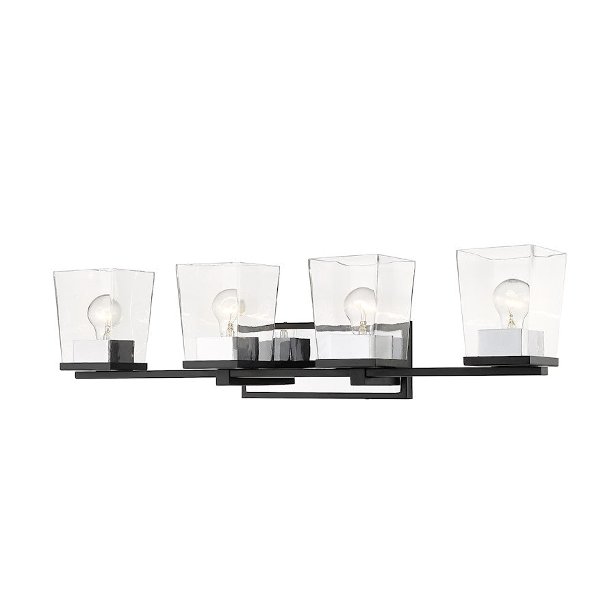 Z-Lite Bleeker Street 4 Light Vanity, Matte Black/Chrome - 475-4V-MB-CH