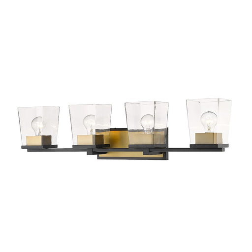 Z-Lite Bleeker Street 4 Light Vanity, Matte Black/Olde Brass - 475-4V-MB-OBR