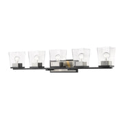Z-Lite Bleeker Street 5 Light Vanity, Matte Black/Brushed Nickel - 475-5V-MB-BN