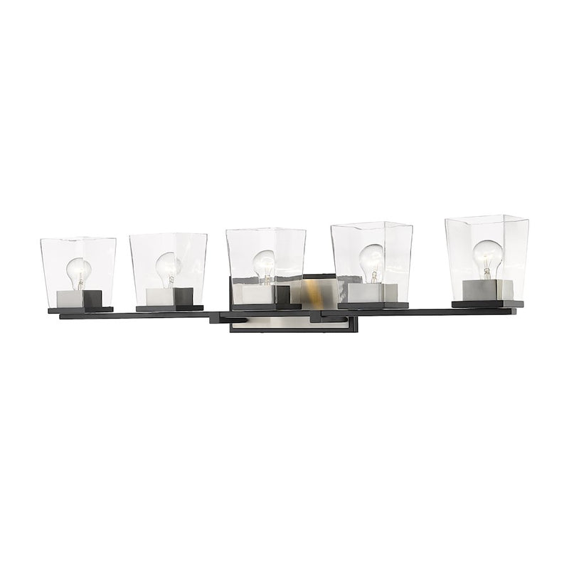 Z-Lite Bleeker Street 5 Light Vanity, Matte Black/Brushed Nickel - 475-5V-MB-BN