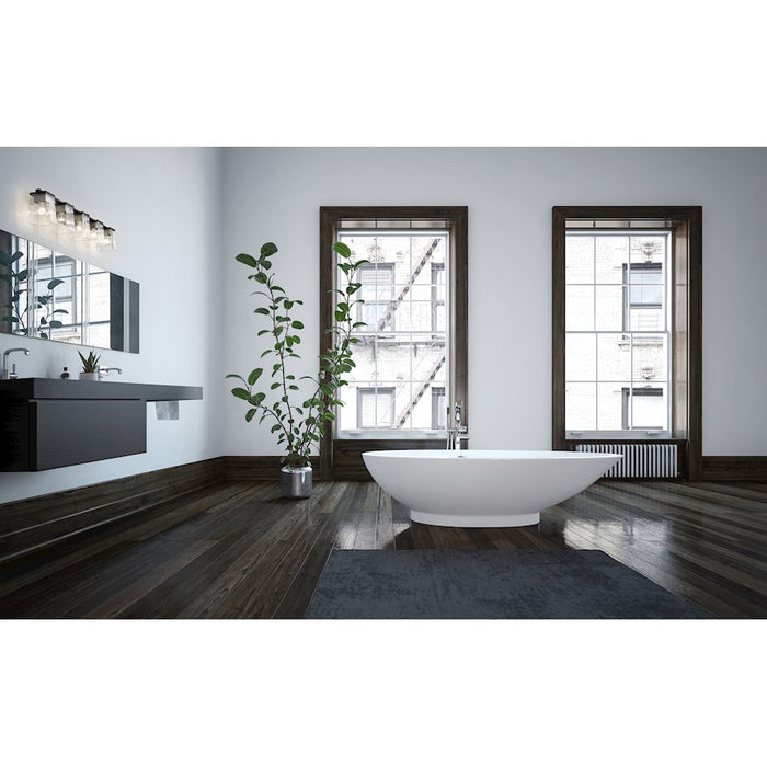 Z-Lite Bleeker Street 5 Light Vanity, Matte Black/Brushed Nickel