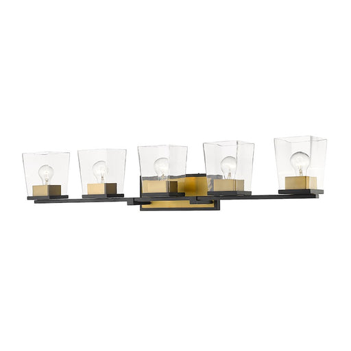 Z-Lite Bleeker Street 5 Light Vanity, Matte Black/Olde Brass - 475-5V-MB-OBR