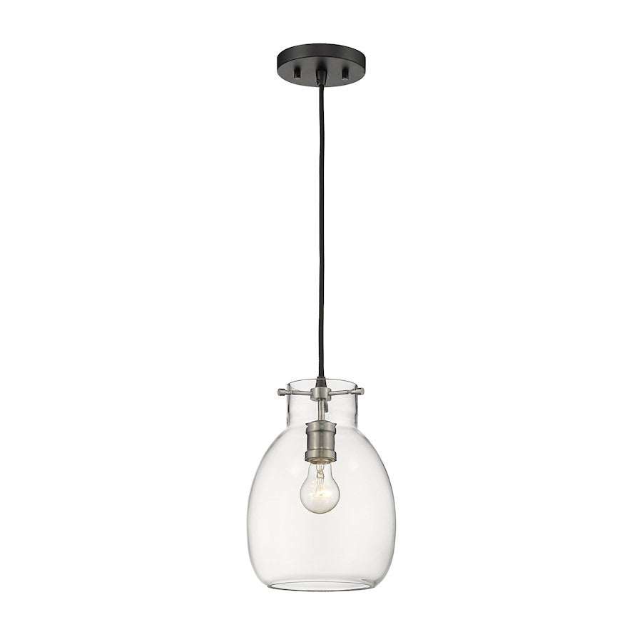 Z-Lite Bella 1 Light Mini Pendant, Matte Black/Brushed Nickel - 476MP-MB-BN