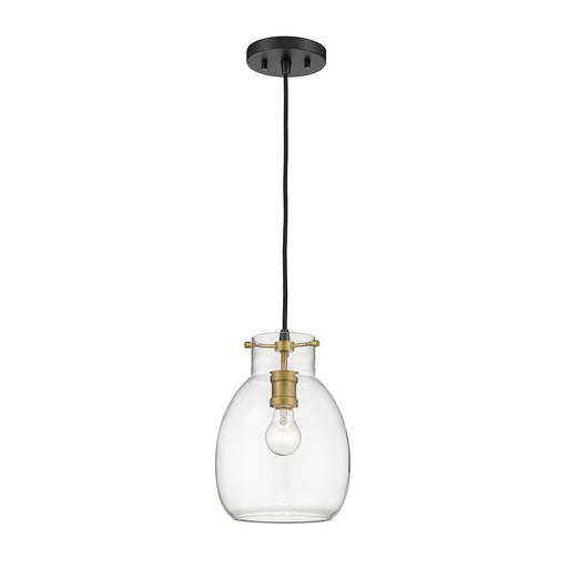 Z-Lite Bella 1 Light Mini Pendant, Matte Black/Olde Brass - 476MP-MB-OBR