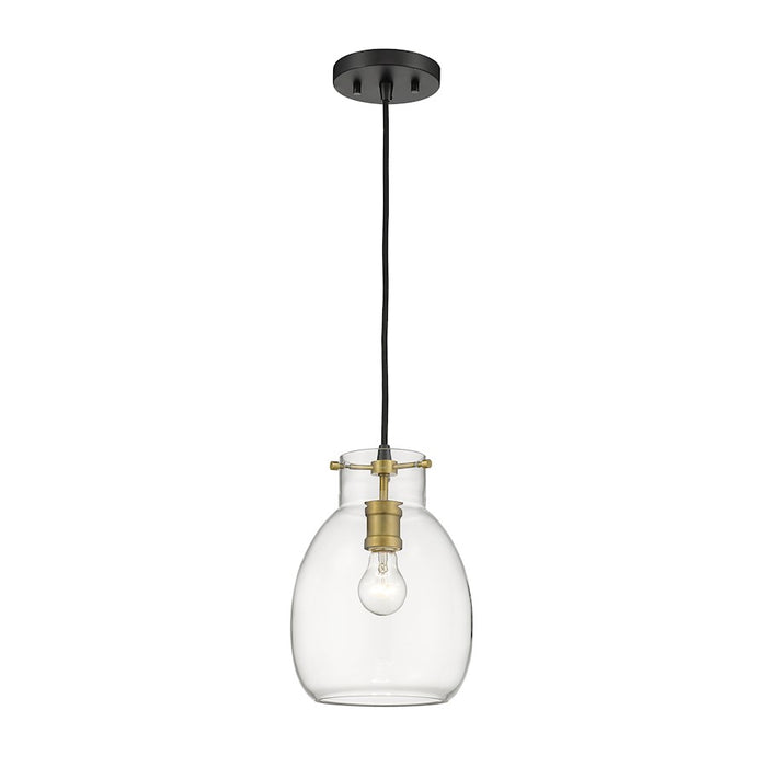 Z-Lite Bella 1 Light Mini Pendant, Matte Black/Olde Brass - 476MP-MB-OBR