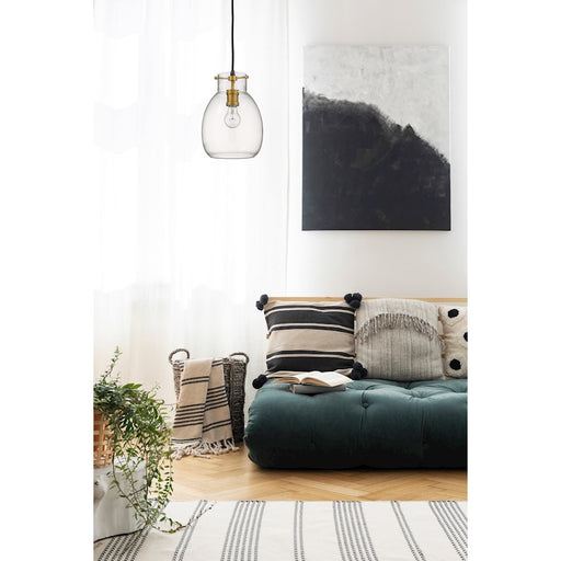 Z-Lite Bella 1 Light Mini Pendant, Matte Black/Olde Brass
