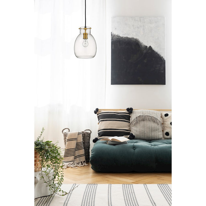 Z-Lite Bella 1 Light Mini Pendant, Matte Black/Olde Brass