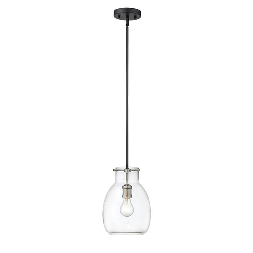 Z-Lite Bella 1 Light 11" Mini Pendant, Black/Nickel/Clear