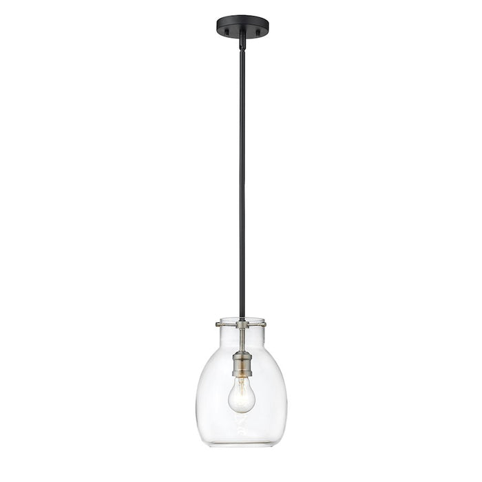 Z-Lite Bella 1 Light 11" Mini Pendant, Black/Nickel/Clear