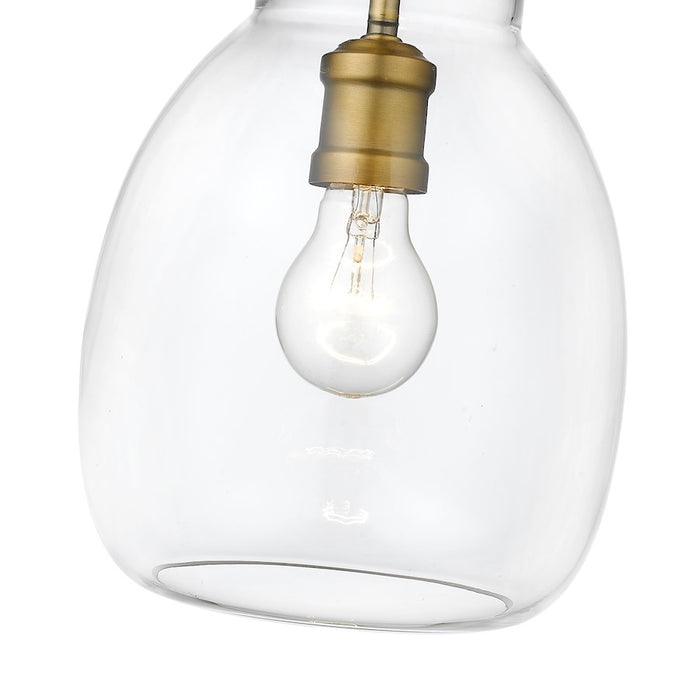 Z-Lite Bella 1 Light 11" Mini Pendant, Black/Brass/Clear