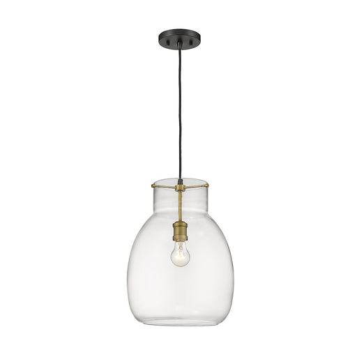 Z-Lite Bella 1 Light Pendant, Matte Black/Olde Brass - 476P-MB-OBR